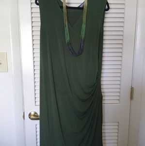Green Ruching Work Dress